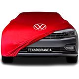 Volkswagen Passat B8-B8.5 (2014 - ) Kırmızı Kumaş Araba Branda Logolu Kumaş Araba Brandası Penye Oto Branda - Araç modeline özel tasarım