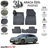 Volkswagen Passat B9 2024 Model Tam Uyumlu Kokusuz 3D Havuzlu Paspas - Siyah