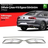 Volkswagen Passat Uyumlu B8.5 Krom Egzoz Görünümü Difüzör 4'Lü R Line 3 Parça 2019 Ve Üzeri
