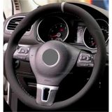 Volkswagen Polo 2017 > Uyumlu Dikmeli Direksiyon Kılıfı Alcantara Gri Yüzüklü