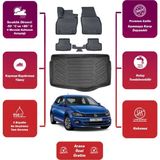 Volkswagen Polo 2019 Model Alt Bagaj Havuzu+4d Araca Özel Havuzlu Paspas Takımıı Maxii - Siyah