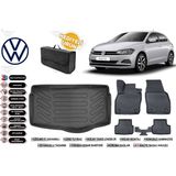 Volkswagen Polo 2019 Model Alt Bagaj Havuzu+4d Araca Özel Havuzlu Paspas Takımıı Rice - Siyah