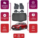 Volkswagen Polo 2024 Model Alt Bagaj Havuzu+4d Araca Özel Havuzlu Paspas Takımıı Maxii - Siyah