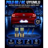 Volkswagen Polo 6R / 6C Uyumlu T10 LED Plaka Ampul Seti 2 Adet Arıza Kesicili Canbus Parlak Beyaz