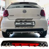 Volkswagen Polo MK5 Difüzör Arka Tampon Eki 4 Egzoz Çıkışlı Kırmızı Lüx Tip