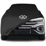 Volkswagen T-Roc Siyah Kumaş Araba Branda Logolu Kumaş Araba Brandası Penye Oto Branda - Araç modeline özel tasarım