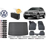 Volkswagen Tiguan 2017 Model Üst Bagaj Havuzu+4d Araca Özel Havuzlu Paspas Takımıı Rice - Siyah