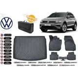 Volkswagen Tiguan 2020 Model Alt Bagaj Havuzu+4d Araca Özel Havuzlu Paspas Takımıı Rice - Siyah