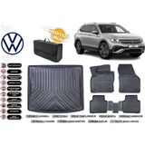 Volkswagen Tiguan All Space 2020 Model Bagaj Havuzu+4d Araca Özel Havuzlu Paspas Takımıı Rice - Siyah