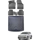 Volkswagen Tiguan Allspace 2017 Model Bagaj Havuzu+Araca Özel Üretim 3D Havuzlu Paspas - Siyah