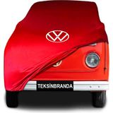 Volkswagen Transporter T2 1967 - 1979 Kırmızı Kumaş Araba Branda Logolu Kumaş Araba Brandası Penye Oto Branda - Araç modeline özel tasarım
