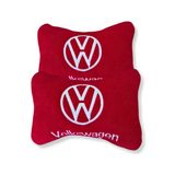 Volkswagen Uyumlu Kırmızı Polar Ortopedik Araç Koltuk Seyahat Boyun Yastık / 2'Li Set