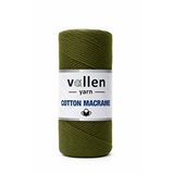 Vollen Yarn 200gr,premıum Koton Pamuk Makrome Ipi,2mm Pamuk Zincir Makrome,supla,çanta Ipi Haki