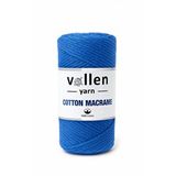 Vollen Yarn 200gr,premıum Koton Pamuk Makrome Ipi,2mm Pamuk Zincir Makrome,supla,çanta Ipi Saks Mavisi