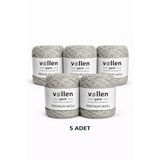 Vollen Yarn 5 Adet Premium Woll %100 Yün Örgü İpi 500 Gr – El Örgüsü ve Tığ İşi Yün İp GRİ