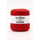 vollen yarn Platin Pullu Örgü Ipi,parlak Simli Tığ Ve Şiş Uyumlu Yün, Kırmızı