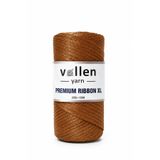 vollen yarn Premium 200gr/4mm Polyester Ribbon Ip,makrome Ipi,çanta Ipi,hobi Ipi,supla Ipi, Kahverengi