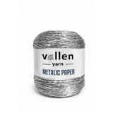vollen yarn Premium Metalik Kagıt Ip,Parlak Çanta Ipi,200 Gr- 320 M , Simli Metalik Ip,Metalik Abiye Ip