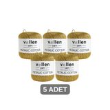 vollen yarn Premium Metalik Koton Simli El Örgü İpi 5’li Paket 50g 100m | Abiye Çanta İpi ve Supla İpi