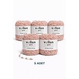 Vollen Yarn Vollenyarn 5adet Kadife Ponpon İpi 100 Gr 140 Mt | El Örgü Ponpon İp | Battaniye Atkı Bebek Örgü İpi KREM