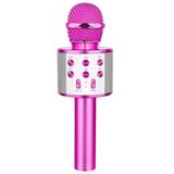 Volnix Karaoke Mikrofon Bluetooth Aux Usb Sd Kart Girişli (Ws-858) Pembe