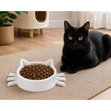 Voloyas Kedi Şeklinde Kedi Mama Kabı - 3D Baskı Modern Tasarım Mama Kabı Siyah - Beyaz