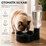 Voloyas Otomatik Kedi Su Kabı-Şişe ile Beslenen Su Pınarı-Kedi ve Küçük Irk Köpek Suluk Beyaz - Siyah