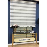VOLPER MEKANİK Stor Zebra Perde Mikro Plise Beyaz Etek Dilimli (Beyaz)