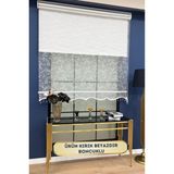 Volper Mekanik Vp 2001 Çift Mekanizmalı Desenli Kırık Beyaz Tül ve Stor Perde Polyester 215 x 200 cm