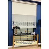 Volper Mekanik VP1020 Çift Mekanizmalı Lazer Kesim Tül ve Stor Perde Sütlü Kahverengi Renk - 155 x 200 cm