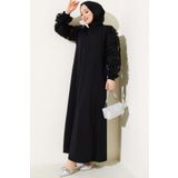 VOLT CLOTHİNG Çiçekli Tül Kollu Elbise Siyah