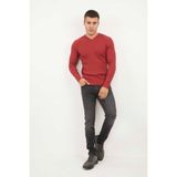 Voltaj Peter V Yaka Erkek Triko Kazak Bordo - 2XL