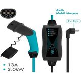 Volti GO Tip-2 3.0 kW 13A 230V AC Spiral Kablo Portatif Elektrikli Araç Şarj Kablosu 6 M