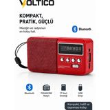 Voltico Bluetooth Taşınabilir Fm/am/sw Radyo Hoparlör | USB & Tf Kart Destekli, Kompakt, Güçlü Ses Performanslı Mini Müzik Çalar - Kırmızı