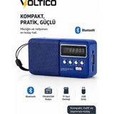 Voltico Bluetooth Taşınabilir Fm/am/sw Radyo Hoparlör | USB & Tf Kart Destekli, Kompakt, Güçlü Ses Performanslı Mini Müzik Çalar - Mavi