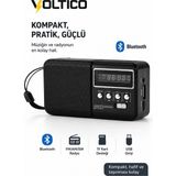 Voltico Bluetooth Taşınabilir Fm/am/sw Radyo Hoparlör | USB & Tf Kart Destekli, Kompakt, Güçlü Ses Performanslı Mini Müzik Çalar - Siyah