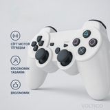 Voltico Ps3 Kablosuz Oyun Kolu Dualshock Wireless Joystick Controller Çift Gamepad - Beyaz