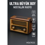 Voltico Ultra Büyük Boy Nostaljik Solar Kumandalı Radyo – Şarjlı & Pilli & Güneş Enerjili
