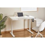 Voltix Elektrikli Çalışma Masası Yüksekliği Ayarlanabilir Hafızalı 1x Type-C 1x Usb-A Kablosuz Şarj ve Kucak Çekmeceli - Beyaz - Krem - 120 x 60 cm