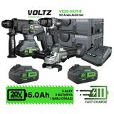 Voltz - 20 Volt 5 Amper - Akülü 3 Lü Set - Kırıcı Delici Darbeli Matkap - Avuç Taşlama - Vz20-3Kıt-B