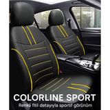 Volvo S90 (Eski Nesil) 1996–1998 Colorline Sport Serisi Deri Siyah Sarı Koltuk Kılıfı - Modüler Standart - Siyah - Sarı