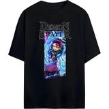 Von Labas Demon Slayer Tasarımlı Unısex Oversıze Pamuklu Tshırt - Siyah - XL