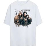 Von Labas Game Of Thrones-Jon Snow Tasarımlı Unısex Oversıze Pamuklu Tshırt - Beyaz - XL