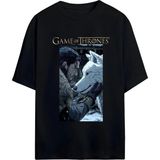 Von Labas Game Of Thrones-Jon Snow Tasarımlı Unısex Oversıze Pamuklu Tshırt - Siyah