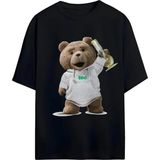 Von Labas Ted Bear- Ayı Teddy Tasarımlı Yüksek Baskı Kaliteli Unısex Yeni Sezon Oversıze Pamuklu T-Shırt - Siyah - XL