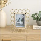 VonaHome Dekoratif Metal Fotoğraf Çerçevesi Halka Tasarımlı Altın Rengi 22x26cm