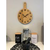VonaHome Doğal Ahşap Dekoratif Duvar Saati - Gürgen Ağacı - El Yapımı - Tasarım - Mutfak 35x24cm