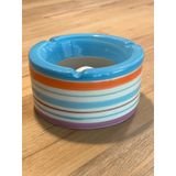 VonaHome Seramik Küllük Yeşil/Mavi Kapaklı- Karışık Renkli Çizgili - Ø12x6,5cm