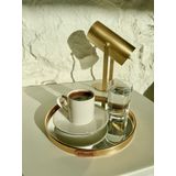 VonaHome Yuvarlak Kahve Sunum Tepsisi/Tabağı Aynalı- Altın Renkli Metal - Ø20cm