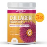 Vonka Voonka Beauty Collagen Plus Kollajen Tip 1 - Tip 3 Ananas Aromalı 300 g - 3 Adet (Toplam 900 g) - Dezenfektan Hediyeli (%72 Alkol)